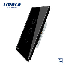 Livolo Smart Wall Touch Interruptor de luz eléctrico 110 ~ 220V 3 Gang 1 Way VL-C503R-12 Control remoto inalámbrico